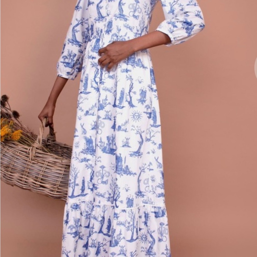 Meadows blue and white toile dress uk 8 is 4